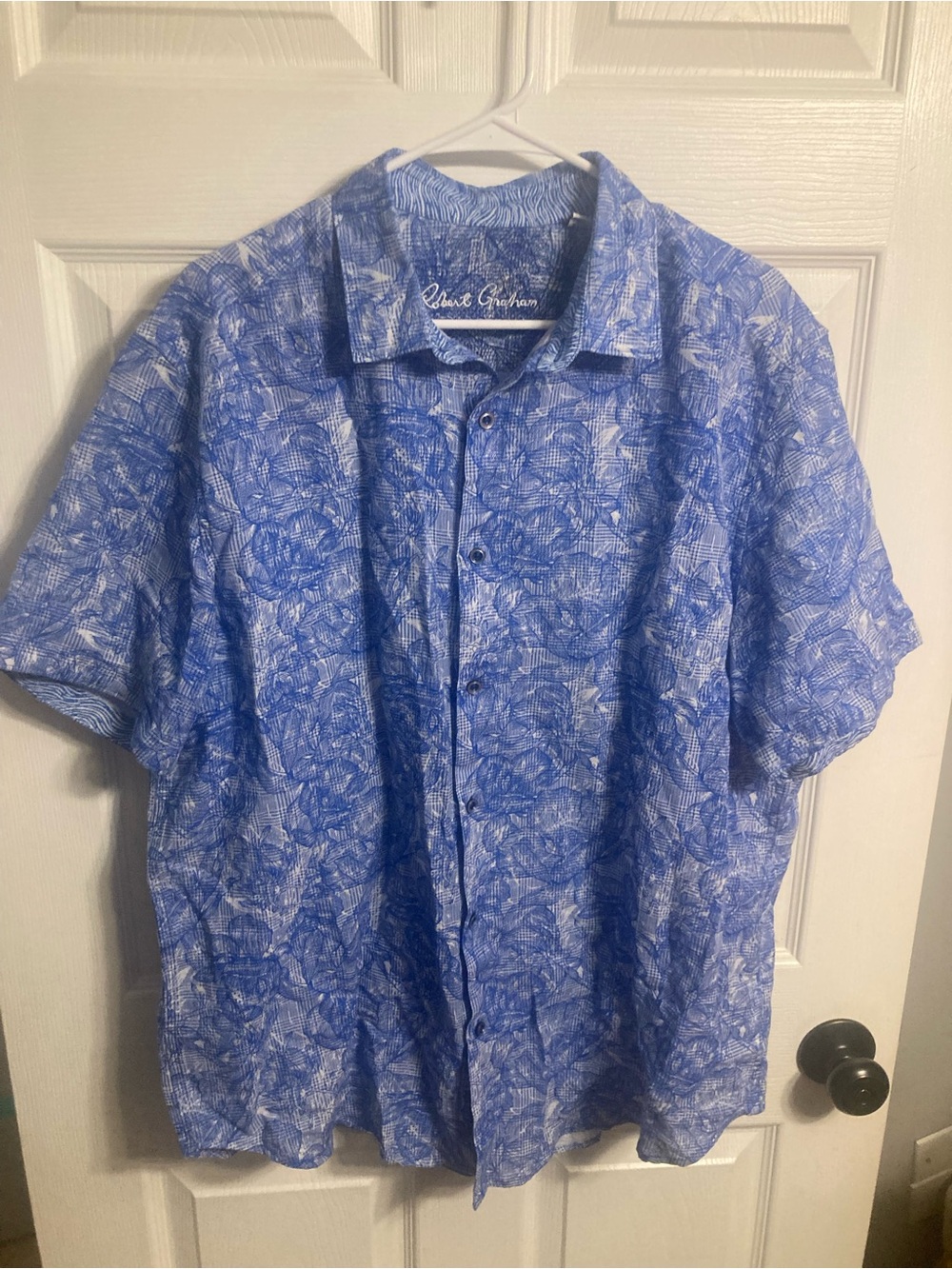 Robert Graham Blue Floral Short-Sleeve Button-Down Shirt
